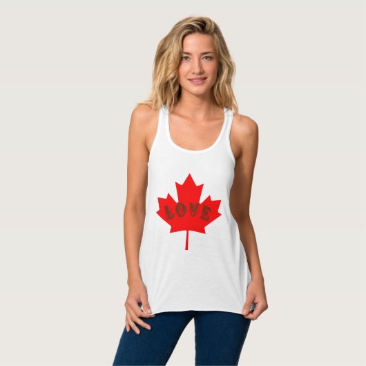 Liebe Canada Day Red Mapleaf Panzer Tank Top (Vorderseite Vollansicht)