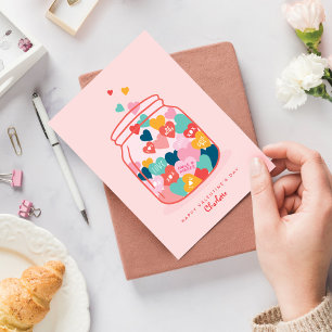 Liebe Candy Heart Messages Mason Jar Valentine Feiertagskarte