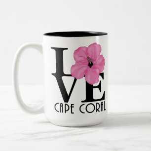 LIEBE Cape Coral 15 oz Rosa Hibiskus Zweifarbige Tasse