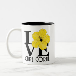 LIEBE Cape Coral Gelber Hibiskus 11oz Zweifarbige Tasse