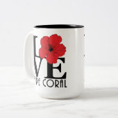 LIEBE Cape Coral Red Hibiskus 15oz Zweifarbige Tasse (Vorderseite Links)