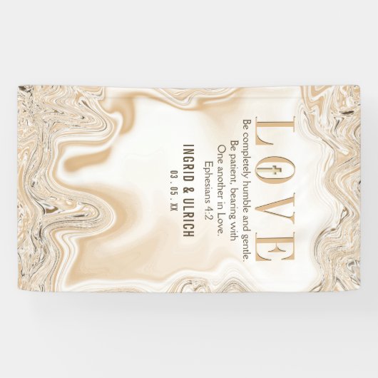 Liebe Caramel Marble Swirl Scripting Ephesians 4:2 Banner (Horizontal)