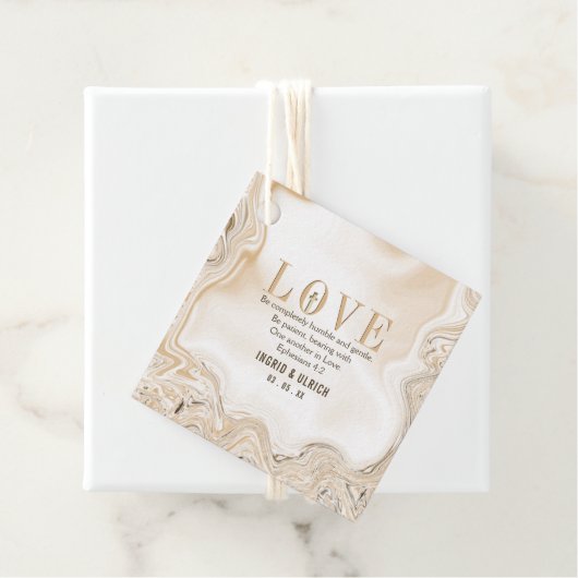 Liebe Caramel Marble Swirl Scripting Ephesians 4:2 Geschenkanhänger (Beispiel)