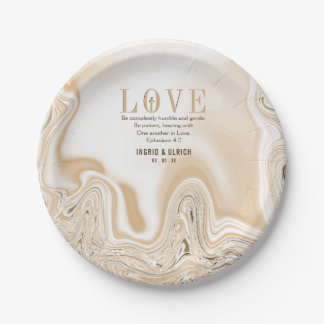 Liebe Caramel Marble Swirl Scripting Ephesians 4:2 Pappteller