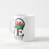 LIEBE Cardiff Wales 11oz Kaffeetasse (Vorderseite Links)