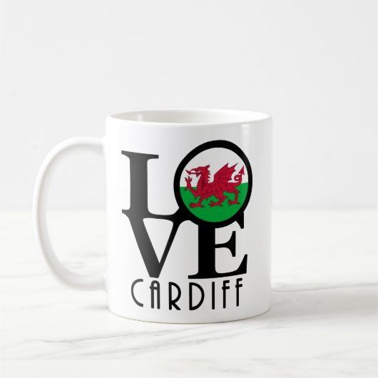 LIEBE Cardiff Wales 11oz Kaffeetasse (Links)