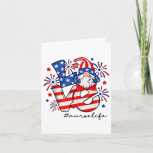 Liebe Caregiver Life Nurse Gnome American Flag 4. Karte