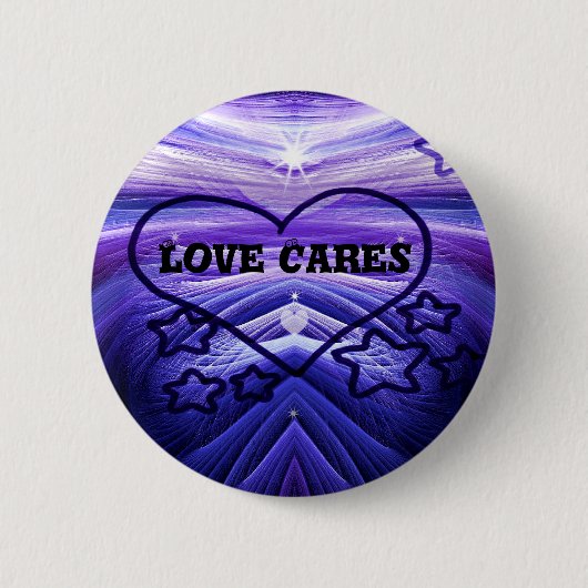 Liebe Cares, Lila Herz_ Button (Vorderseite)