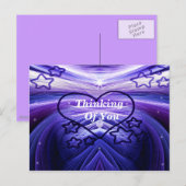 Liebe Cares, Lila Herz_ Postkarte (Vorne/Hinten)