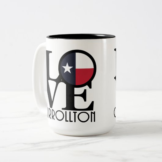 LIEBE Carrollton Texas 15oz Zweifarbige Tasse (Vorderseite Links)