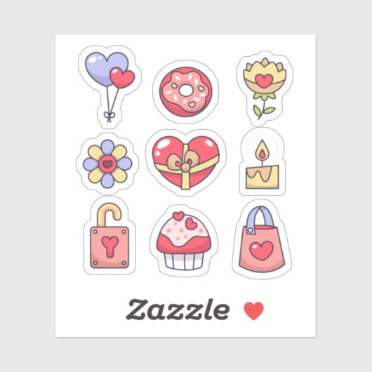 Liebe Cartoon Aufkleber Set (Blatt)