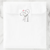Liebe Cartoon Braut und Groom Schwarz & Weiß Hochz Quadratischer Aufkleber (Tasche)
