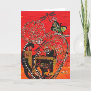 Liebe Cat and Butterfly Grußkarte Karte