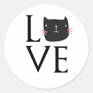 LIEBE CAT COFFEE CUP RUNDER AUFKLEBER