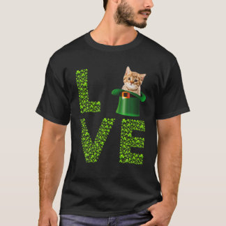 Liebe Cat Leprechaun Lover Irish Kleeblatt St Patr T-Shirt