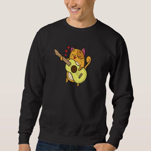 Liebe Cat spielt Gitarre 1 Sweatshirt (Vorderseite)