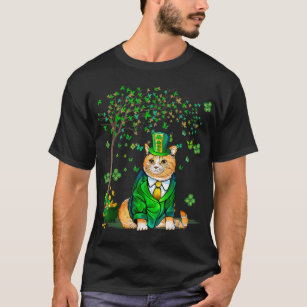 Liebe Cat St Patricks Day Vierblättriges Kleeblatt T-Shirt