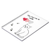 Liebe Cat with Hearts and Paw Prints Notebook Notizblock (Linke Seite)