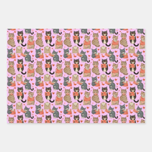 Liebe Cat Wrapping Paper Set Geschenkpapier Set (Vorderseite 3)