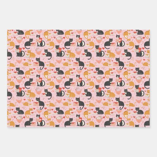 Liebe Cat Wrapping Paper Set Geschenkpapier Set (Vorderseite 2)