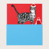 Liebe Cats Cat Merry Red Lila Weihnachtskarte Set (Innenseite Aufgefaltet)