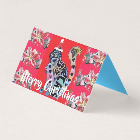 Liebe Cats Cat Merry Red Lila Weihnachtskarte Set (Vorderseite)