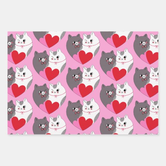 Liebe Cats Collection Geschenkpapier Set (Vorderseite)