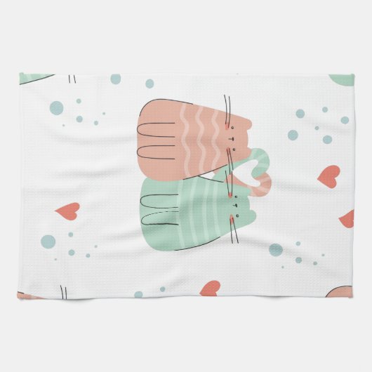 Liebe Cats DesignGeschirrtuch Geschirrtuch (Horizontal)