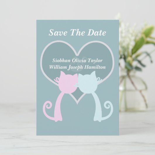 Liebe Cats Hochzeit Save The Date (Stehend Vorderseite)