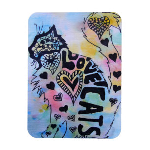 Liebe Cats Kitty Watercolor Geburtstagsmagnet Magnet