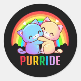 Liebe Cats Rainbow Black Runder Aufkleber