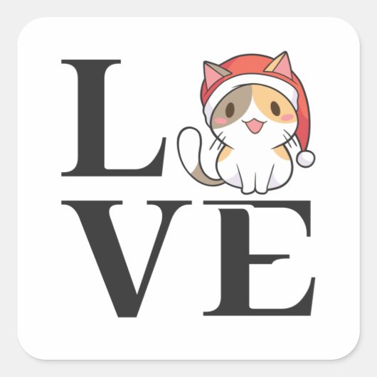 Liebe Cats - Santa Kitten Quadratischer Aufkleber (Vorderseite)