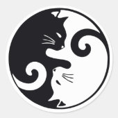 Liebe Cats Ying Yang Runder Aufkleber (Vorderseite)
