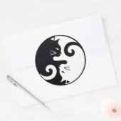 Liebe Cats Ying Yang Runder Aufkleber (Umschlag)