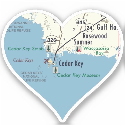 Liebe Cedar Key Florida Aufkleber (Vorderseite)
