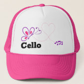 Liebe Cello Pink Lila Schmetterlingsherz Truckerkappe (Vorderseite)