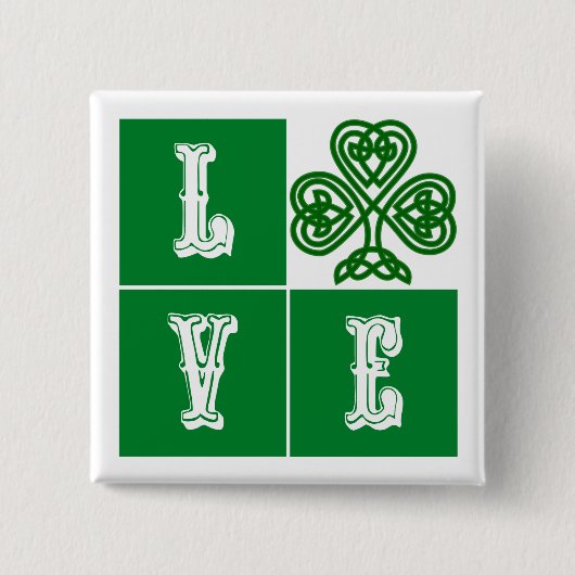 Liebe Celtic Kleeblatt Hearts Button (Vorderseite)