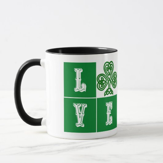 Liebe Celtic Kleeblatt Hearts Tasse (Links)
