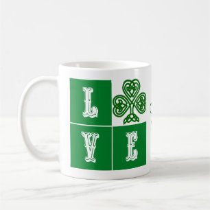 Liebe Celtic Kleeblatt Herz Irland Motto Kaffeetasse