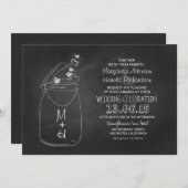 Liebe Chalkboard Herz Mason Glas Hochzeit Einladung (Vorne/Hinten)