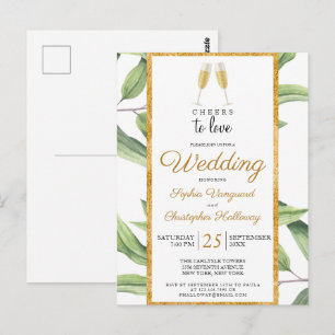 Liebe Champagne Botanische Hochzeit Einladung Postkarte