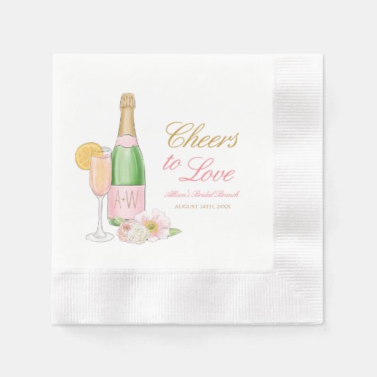 Liebe Champagne Bridal Brunch Serviette (Vorderseite)