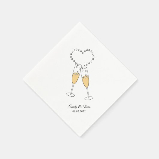 Liebe & Champagne Cocktail Napkin Serviette (Ecke)