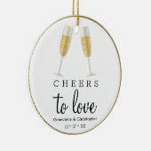 Liebe Champagner | Erste Weihnachten Verheiratet Keramik Ornament (Rechts)