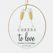 Liebe Champagner | Erste Weihnachten Verheiratet Keramik Ornament (Links)