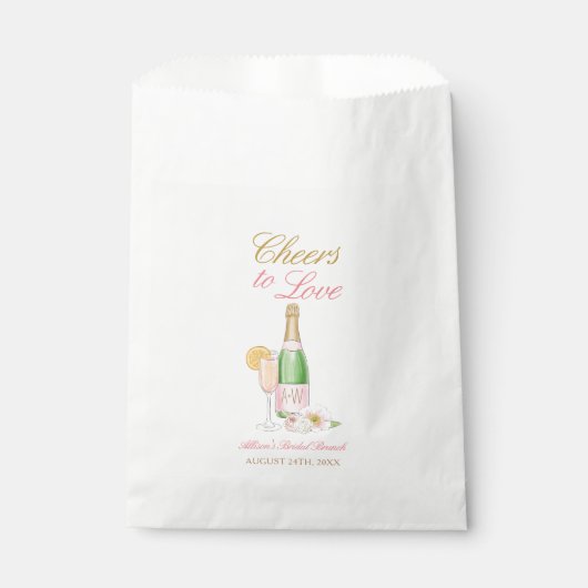 Liebe Champagner florales Brautparty Geschenktütchen (Vorderseite)