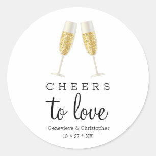 Liebe Champagner Toast Wedding Runder Aufkleber