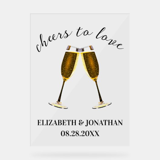Liebe Champagnerbrille Acrylschild (Vorderseite)