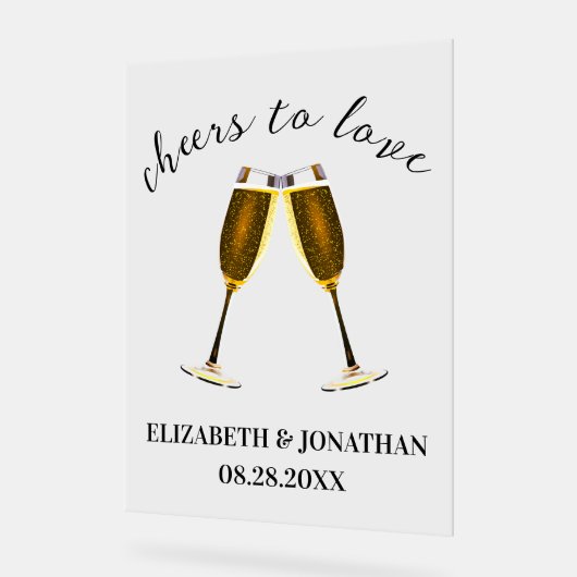 Liebe Champagnerbrille Acrylschild (Winkel)