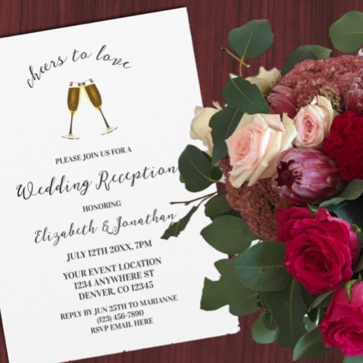 Liebe Champagnerbrille Hochzeitsempfang Einladung